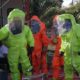 Firefighters in Haz Mat Suits during multi agency drill