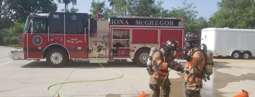 firefighters gross decon efforts